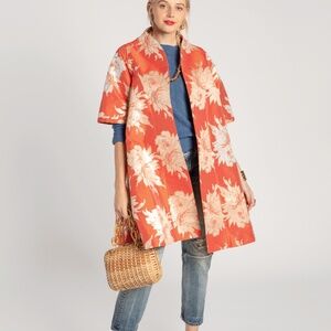 Frances Valentine Orange Jacquard Swing Coat  1X (XXL)